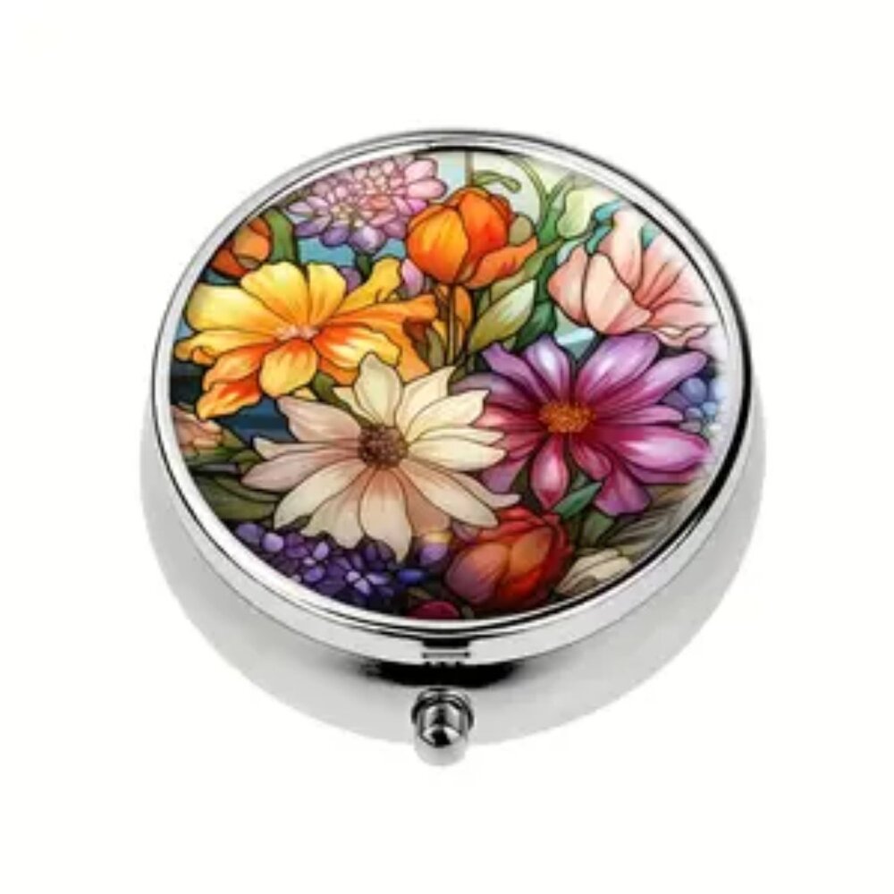 1pc.  Spring Flowers Pill Box